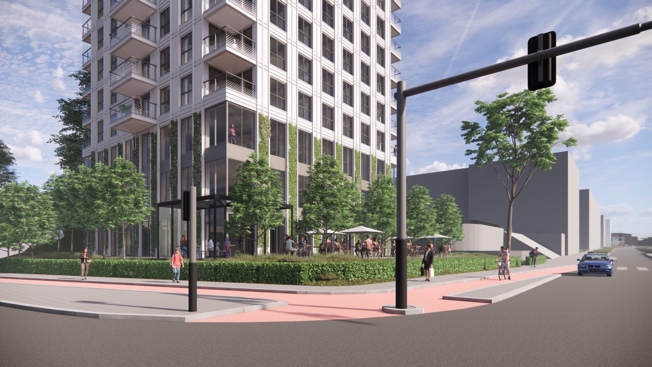 Impressie van de Roertoren, bezien vanaf de Oranjelaan. Beeld: JPO