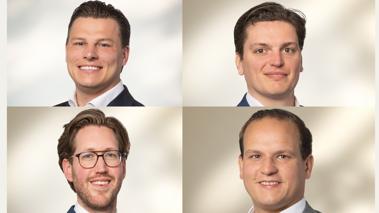 V.l.n.r. en v.b.n.b.: Jesse de Bruijn, Gijs Keizer, Rick van Zwet, Ralph Dik