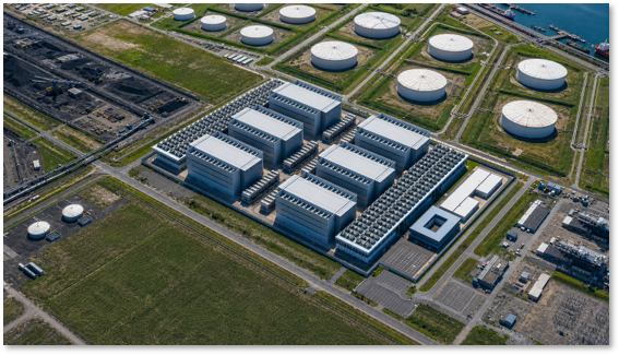 Ontwerp voor de AI-gigafabriek in Rotterdam. Foto: Volt Datacenters
